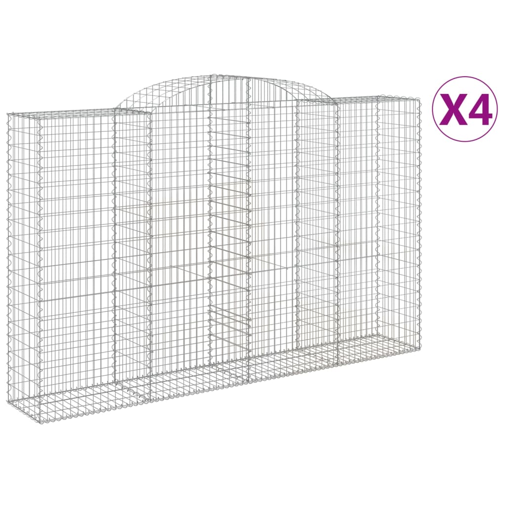 Coșuri gabion arcuite 4 buc, 300x50x180/200 cm, fier galvanizat