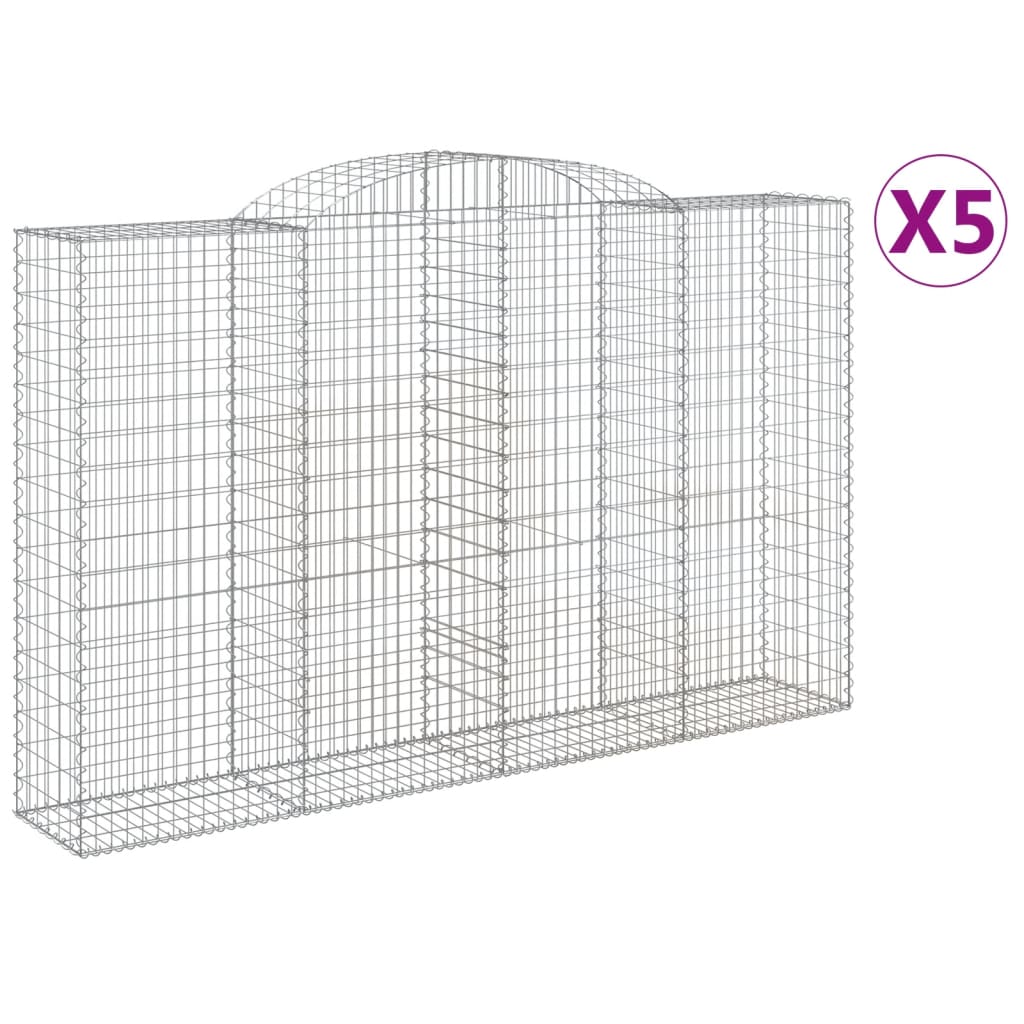 Coșuri gabion arcuite 5 buc, 300x50x180/200 cm, fier galvanizat