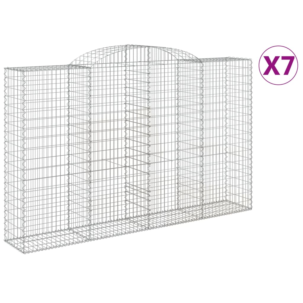 Coșuri gabion arcuite 7 buc, 300x50x180/200 cm, fier galvanizat