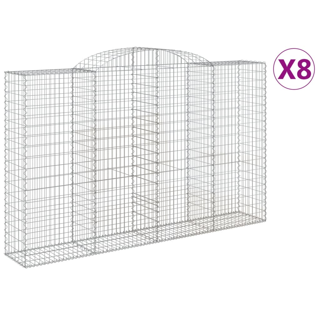 Coșuri gabion arcuite 8 buc, 300x50x180/200 cm, fier galvanizat