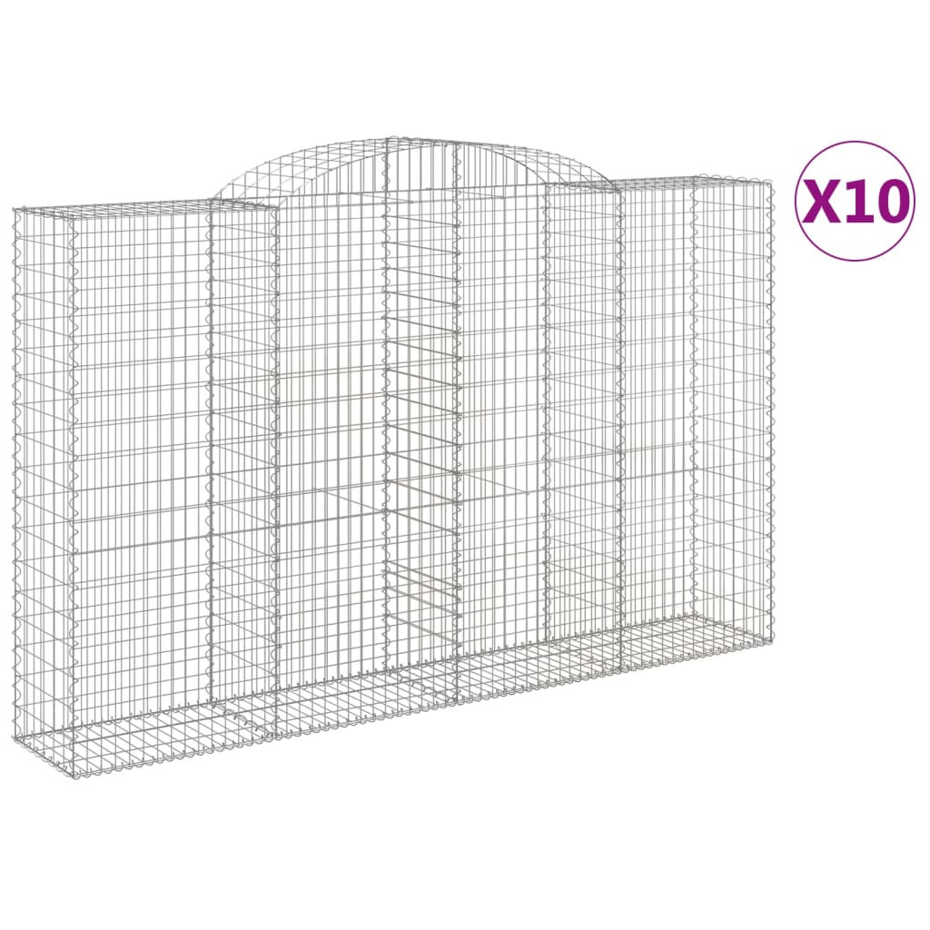 Coșuri gabion arcuite 10 buc, 300x50x180/200 cm fier galvanizat