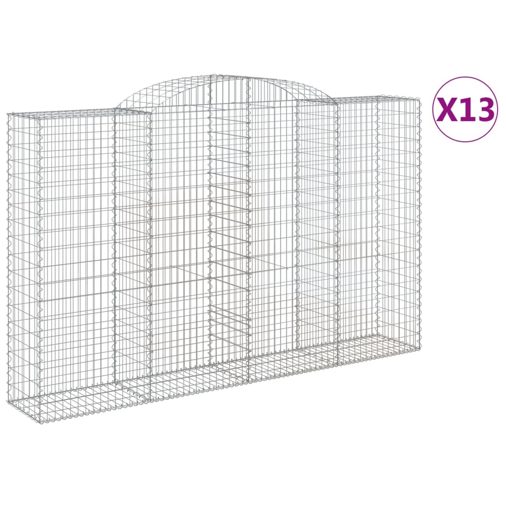 Coșuri gabion arcuite 13 buc, 300x50x180/200 cm fier galvanizat