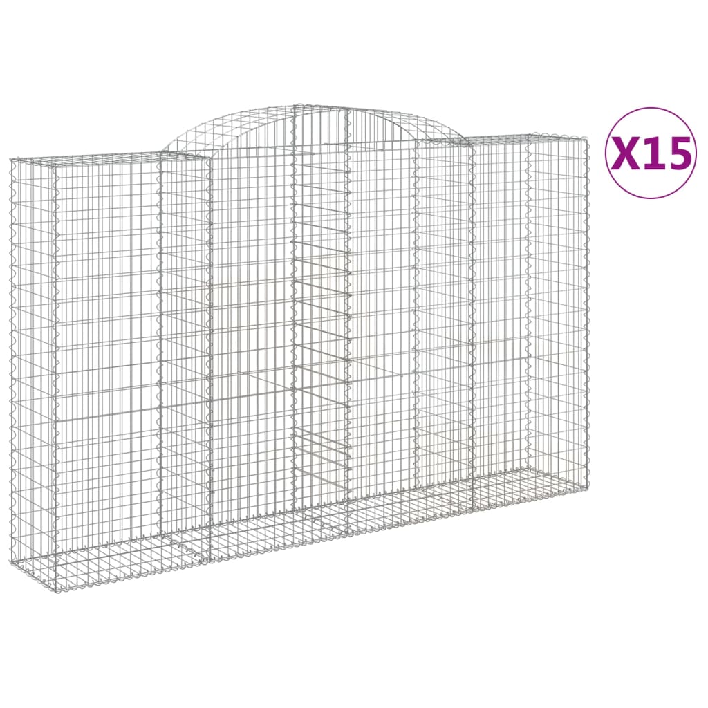 Coșuri gabion arcuite 15 buc, 300x50x180/200 cm fier galvanizat