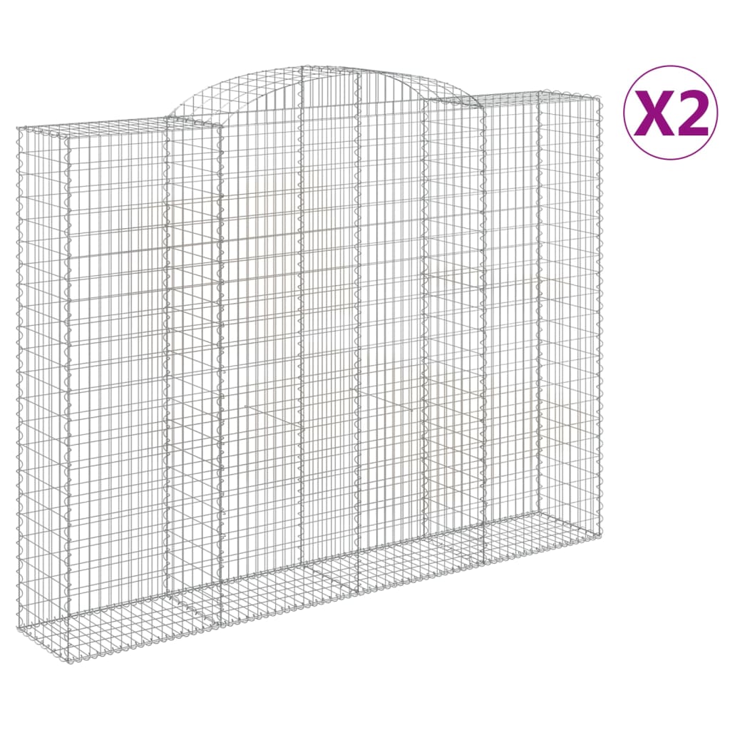 Coșuri gabion arcuite, 2 buc, 300x50x220/240cm, fier galvanizat