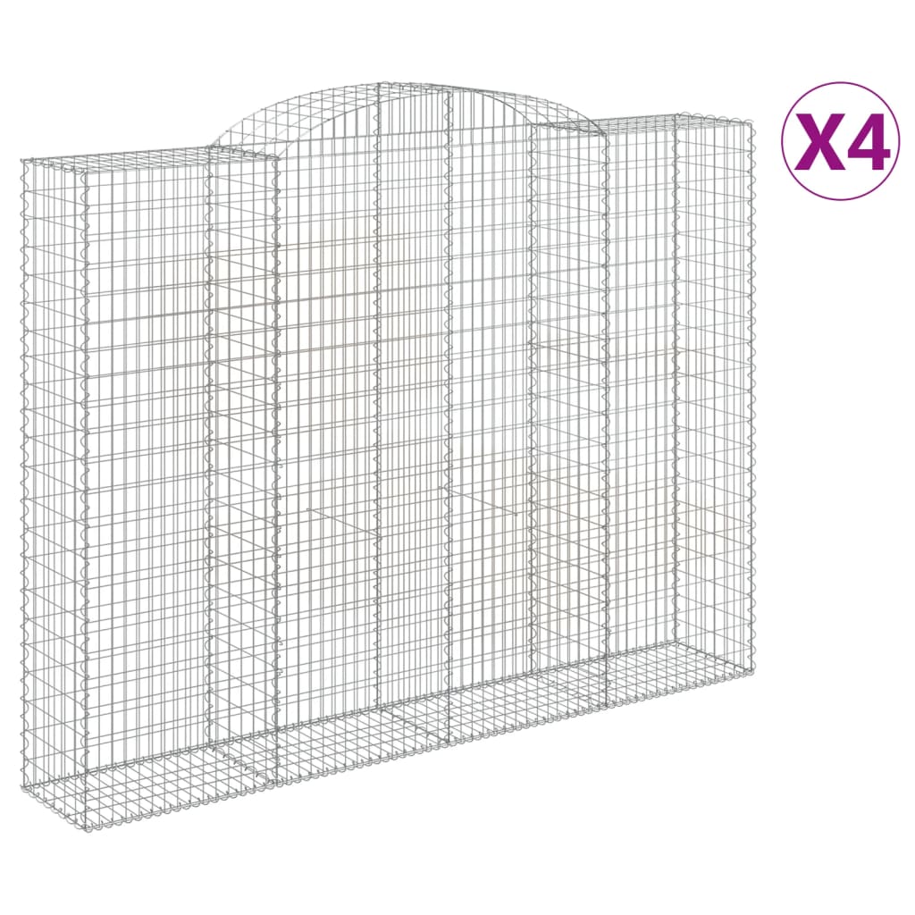 Coșuri gabion arcuite, 4 buc, 300x50x220/240cm, fier galvanizat