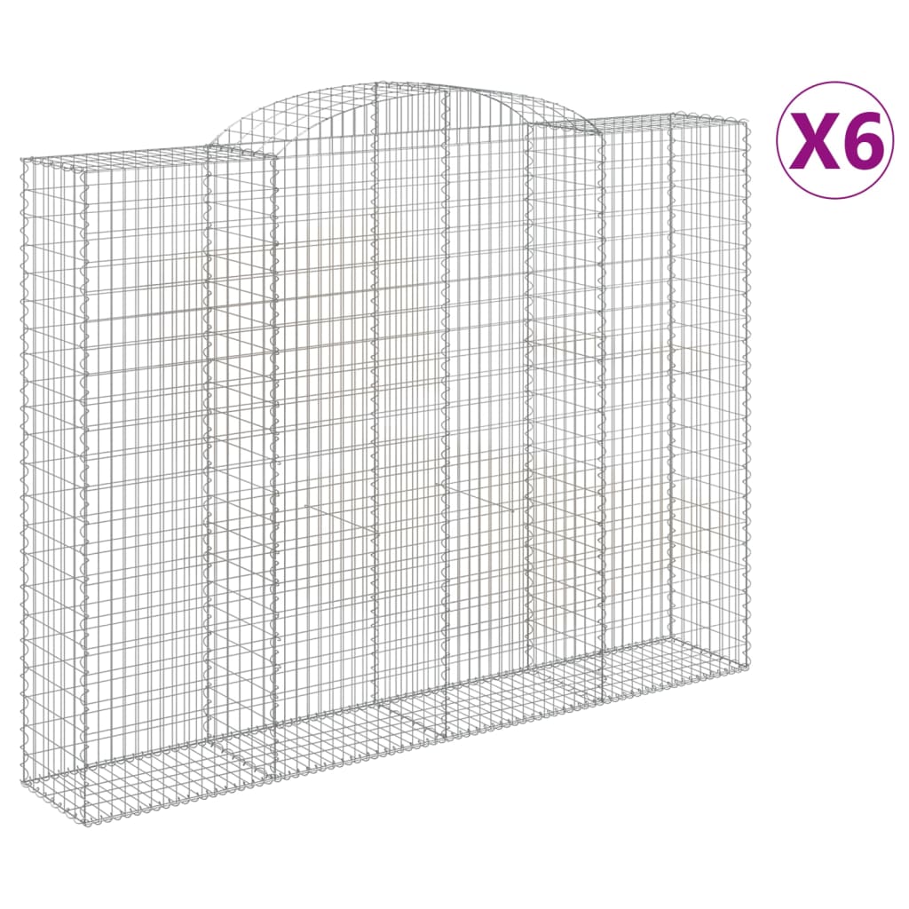 Coșuri gabion arcuite, 6 buc, 300x50x220/240cm, fier galvanizat