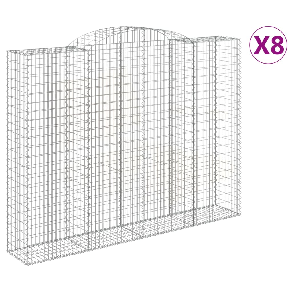 Coșuri gabion arcuite, 8 buc, 300x50x220/240cm, fier galvanizat