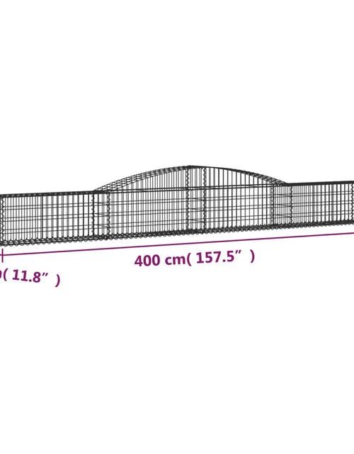 Загрузите изображение в средство просмотра галереи, Coșuri gabion arcuite 4 buc, 400x30x40/60 cm, fier galvanizat
