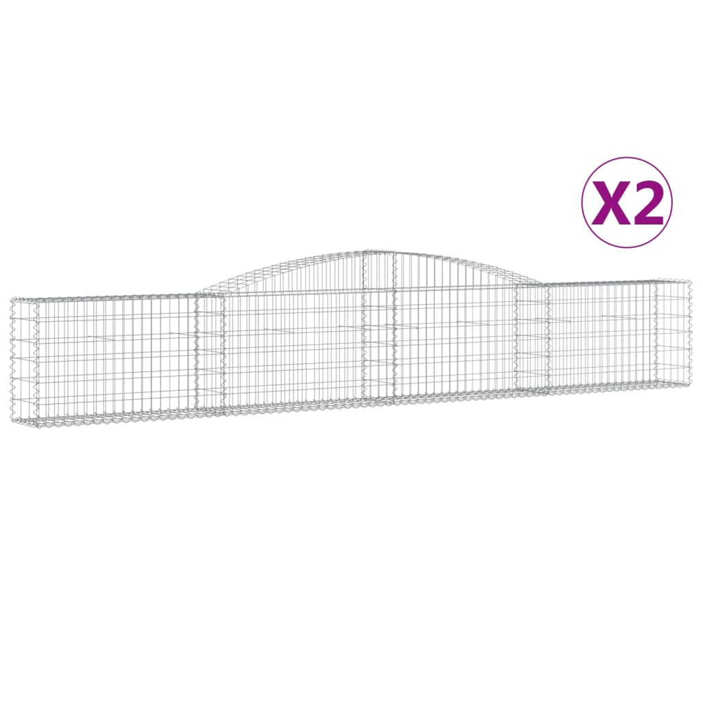 Coșuri gabion arcuite 2 buc, 400x30x60/80 cm, fier galvanizat