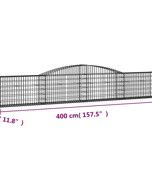 Загрузите изображение в средство просмотра галереи, Coșuri gabion arcuite 2 buc, 400x30x60/80 cm, fier galvanizat
