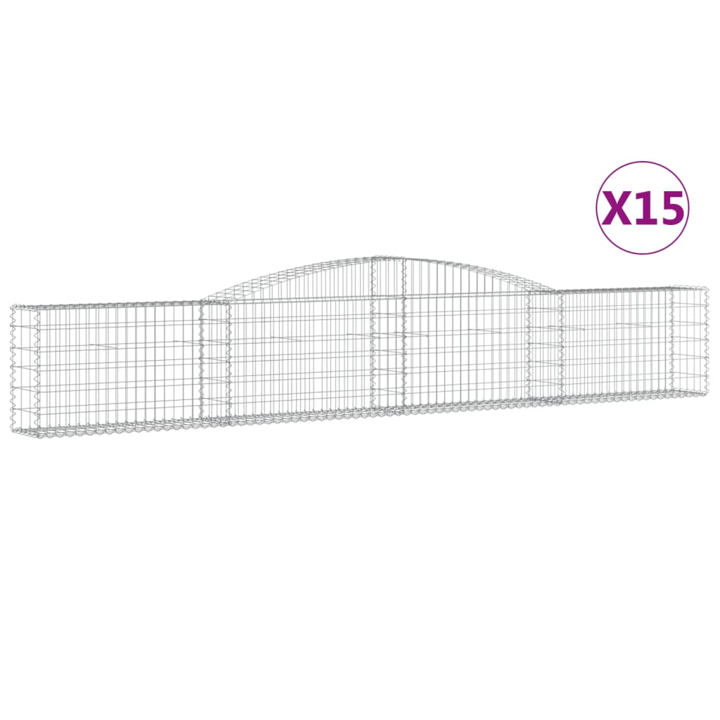 Coșuri gabion arcuite 15 buc, 400x30x60/80 cm, fier galvanizat