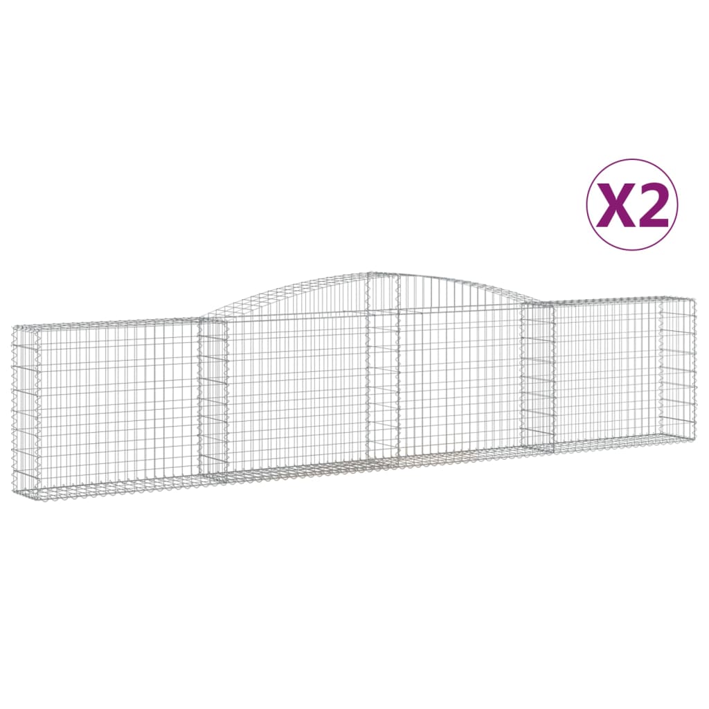 Coșuri gabion arcuite 2 buc, 400x30x80/100 cm, fier galvanizat