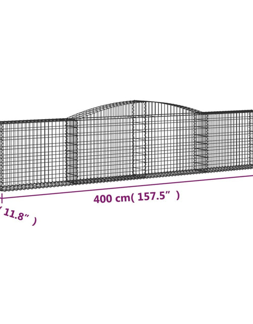 Загрузите изображение в средство просмотра галереи, Coșuri gabion arcuite 4 buc, 400x30x80/100 cm, fier galvanizat
