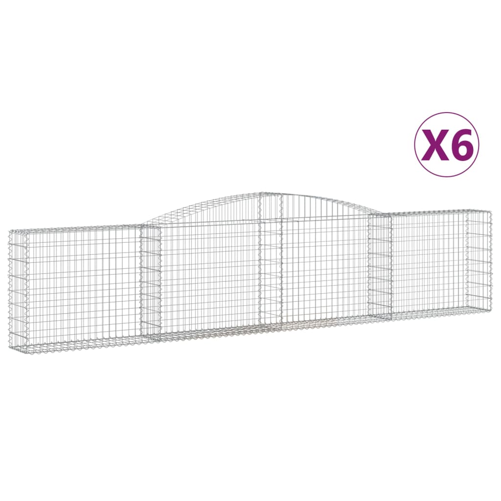 Coșuri gabion arcuite 6 buc, 400x30x80/100 cm, fier galvanizat