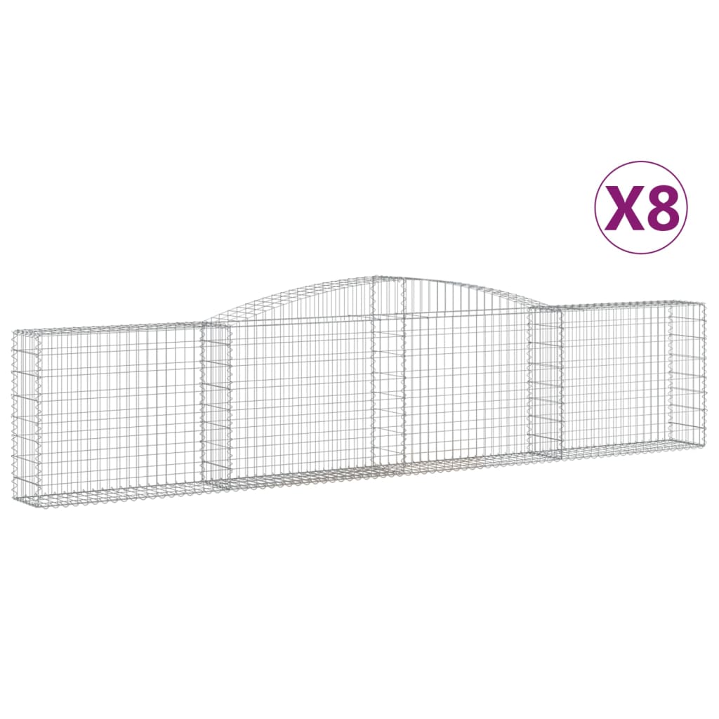 Coșuri gabion arcuite 8 buc, 400x30x80/100 cm, fier galvanizat