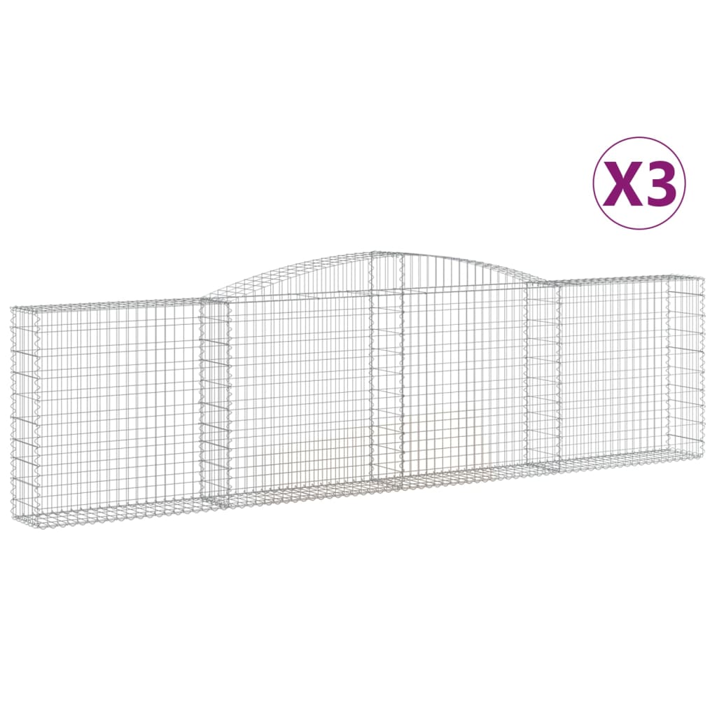 Coșuri gabion arcuite 3 buc, 400x30x100/120 cm fier galvanizat