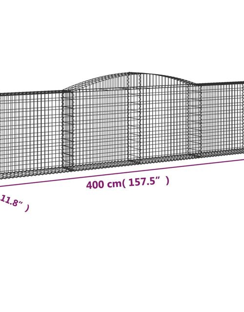 Încărcați imaginea în vizualizatorul Galerie, Coșuri gabion arcuite 3 buc, 400x30x100/120 cm fier galvanizat
