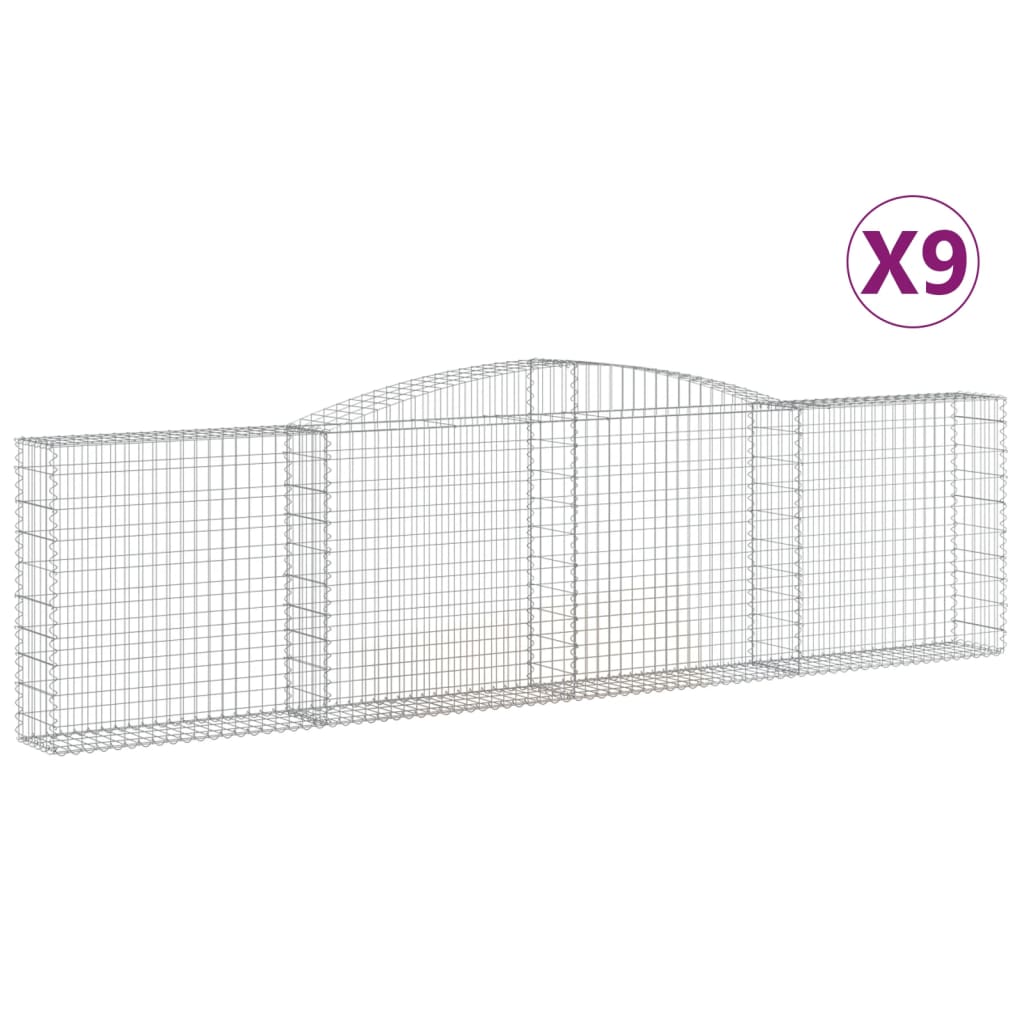 Coșuri gabion arcuite 9 buc, 400x30x100/120 cm fier galvanizat