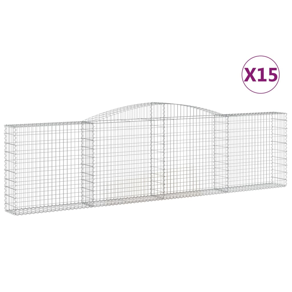 Coșuri gabion arcuite 15 buc, 400x30x100/120 cm fier galvanizat