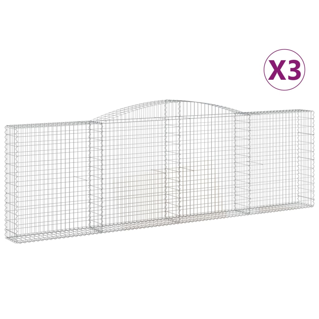 Coșuri gabion arcuite 3 buc. 400x30x120/140cm fier galvanizat