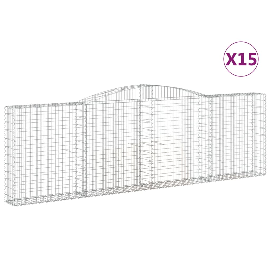 Coșuri gabion arcuite 15 buc. 400x30x120/140 cm fier galvanizat