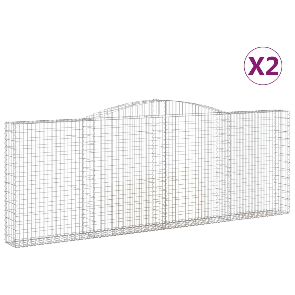 Coșuri gabion arcuite 2 buc, 400x30x140/160 cm, fier galvanizat