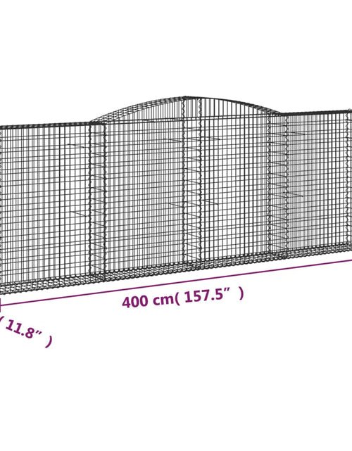 Загрузите изображение в средство просмотра галереи, Coșuri gabion arcuite 4 buc, 400x30x140/160 cm, fier galvanizat
