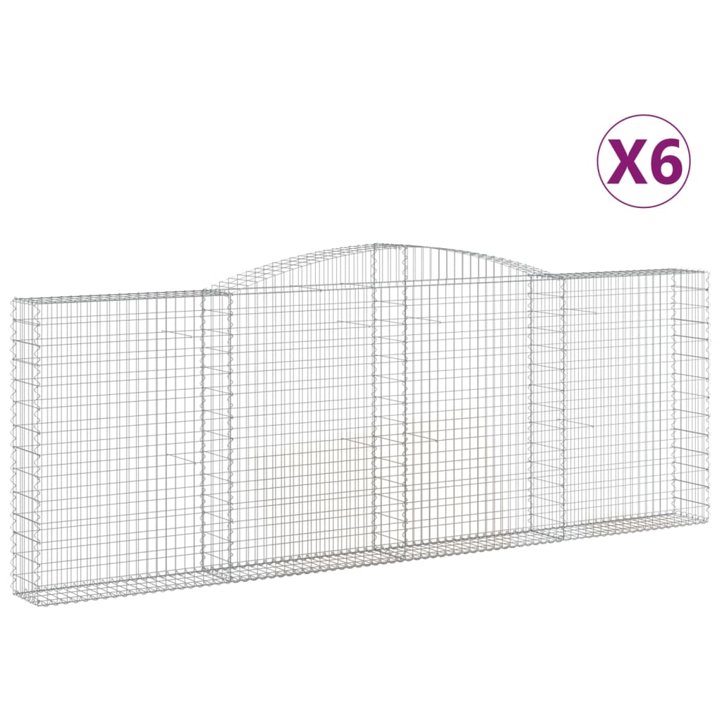 Coșuri gabion arcuite 6 buc, 400x30x140/160 cm, fier galvanizat