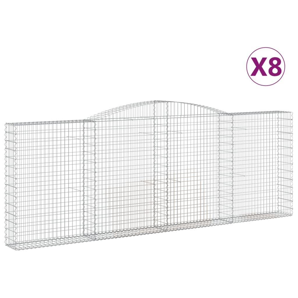 Coșuri gabion arcuite 8 buc, 400x30x140/160 cm, fier galvanizat