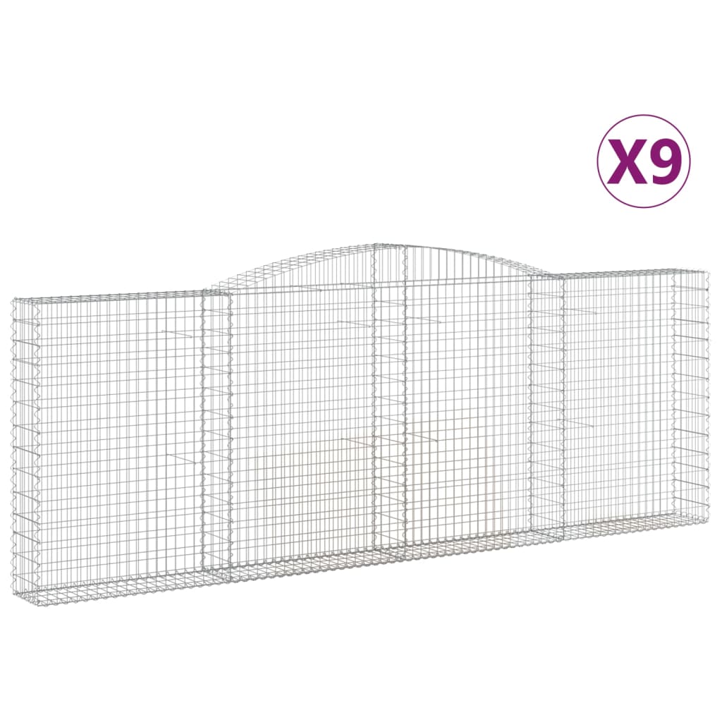 Coșuri gabion arcuite 9 buc. 400x30x140/160 cm fier galvanizat