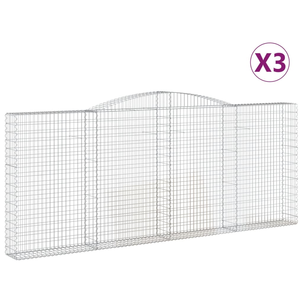 Coșuri gabion arcuite 3 buc. 400x30x160/180 cm fier galvanizat