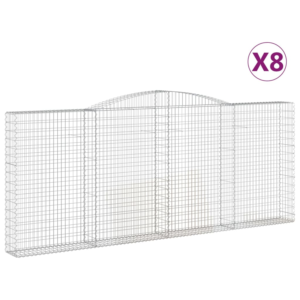 Coșuri gabion arcuite 8 buc. 400x30x160/180 cm fier galvanizat