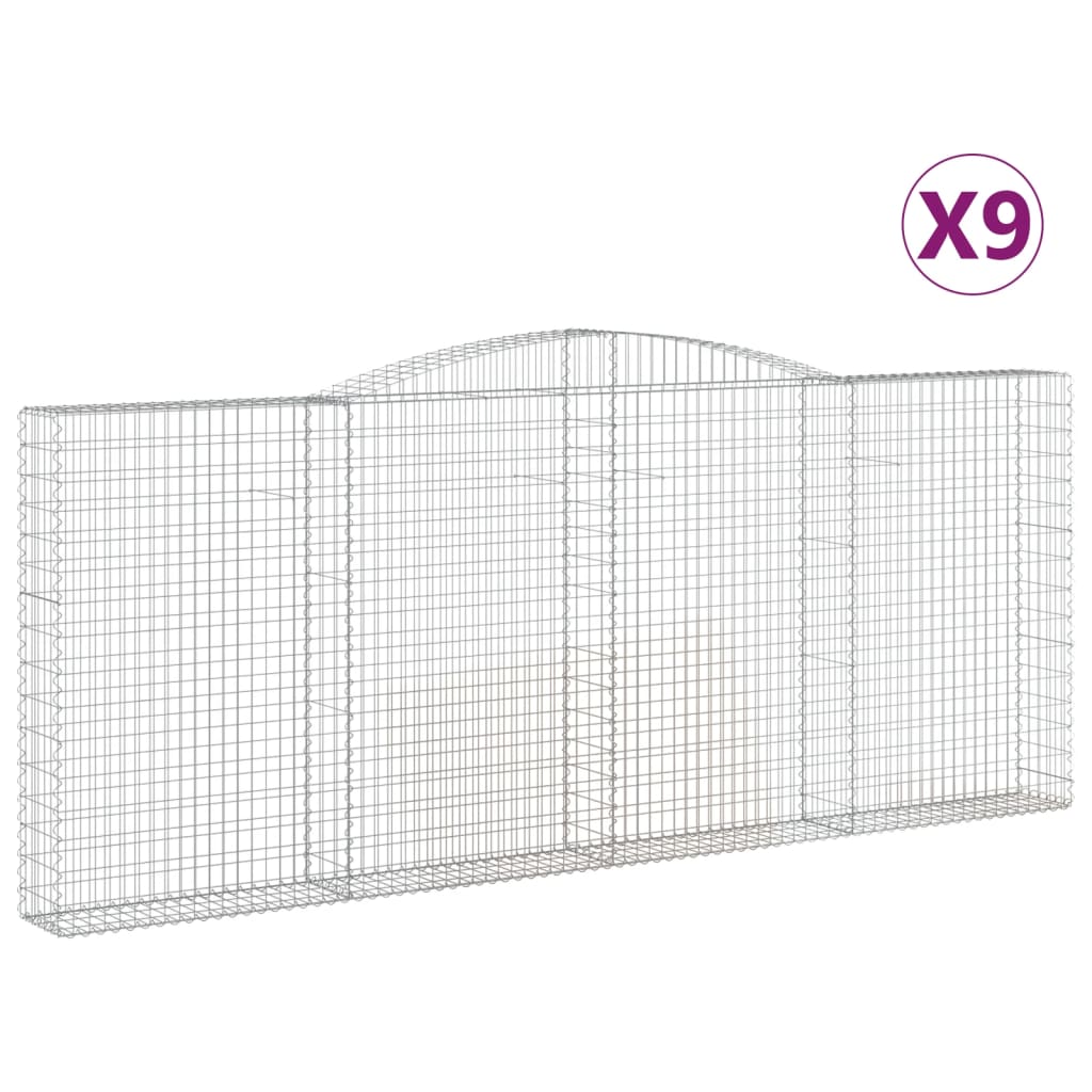 Coșuri gabion arcuite 9 buc. 400x30x160/180 cm fier galvanizat