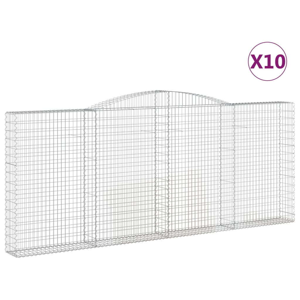 Coș gabion arcuit, 10 buc, 400x30x160/180 cm, fier galvanizat