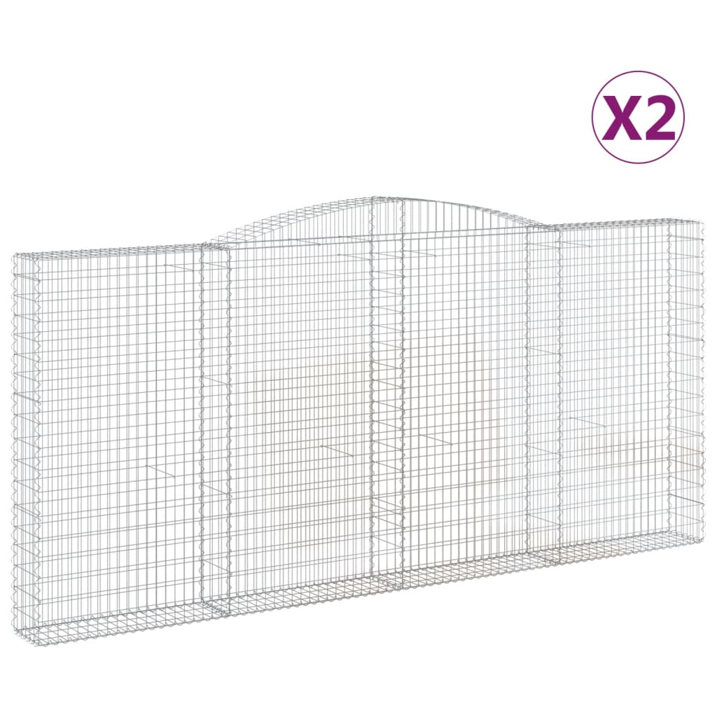 Coșuri gabion arcuite 2 buc, 400x30x180/200 cm, fier galvanizat