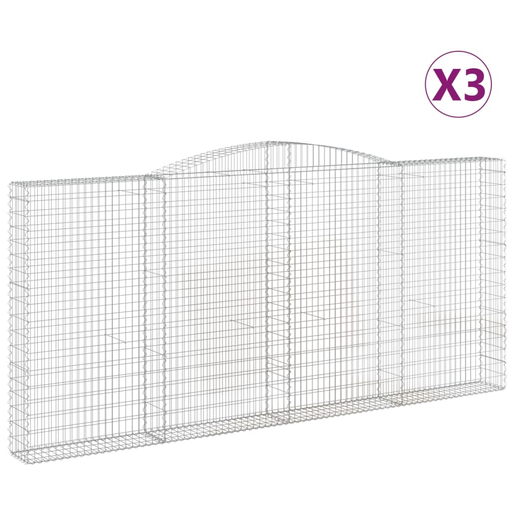 Coșuri gabion arcuite 3 buc, 400x30x180/200 cm, fier galvanizat