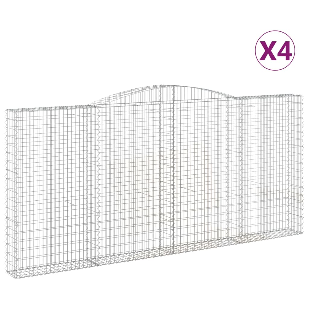 Coșuri gabion arcuite 4 buc, 400x30x180/200 cm, fier galvanizat