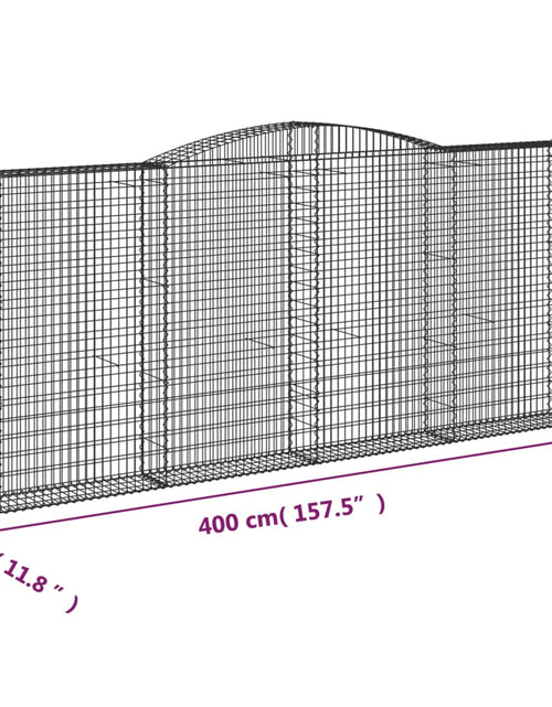 Загрузите изображение в средство просмотра галереи, Coșuri gabion arcuite 4 buc, 400x30x180/200 cm, fier galvanizat
