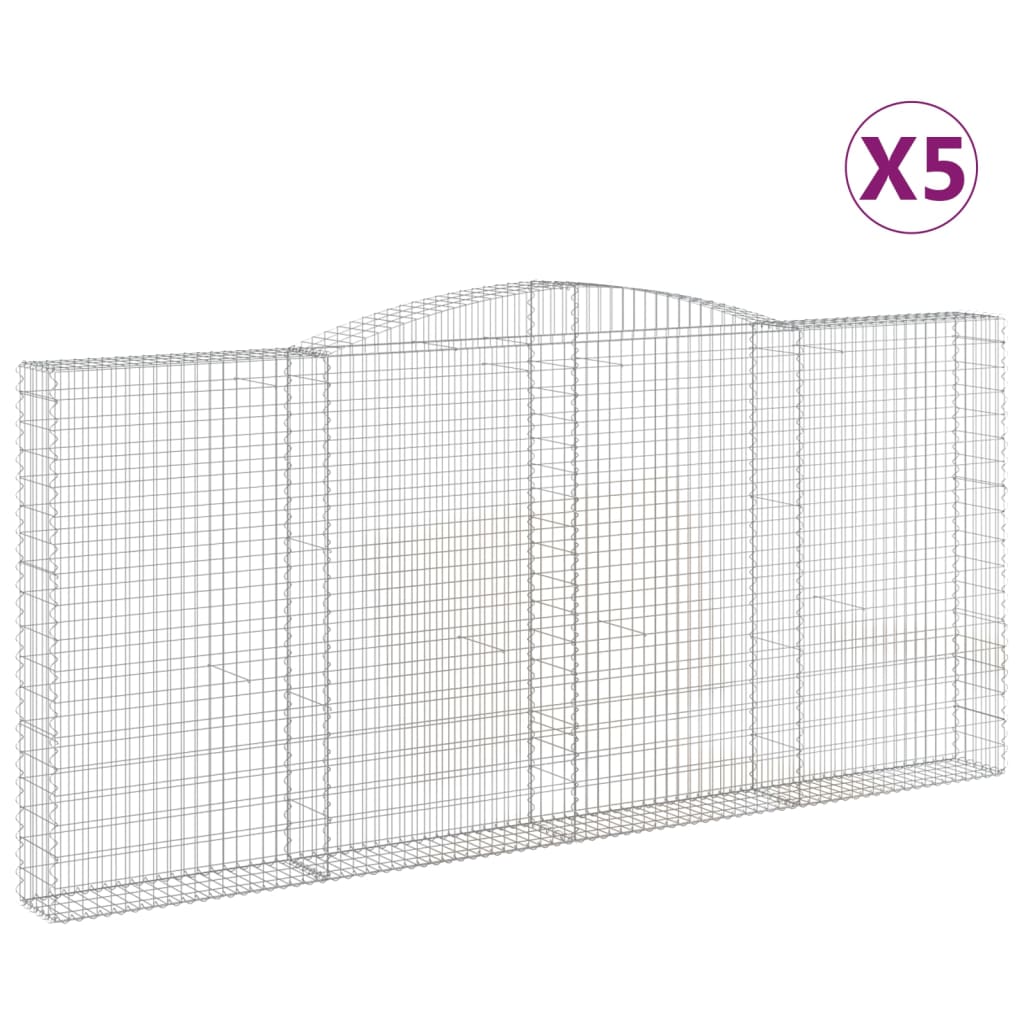 Coșuri gabion arcuite 5 buc, 400x30x180/200 cm, fier galvanizat