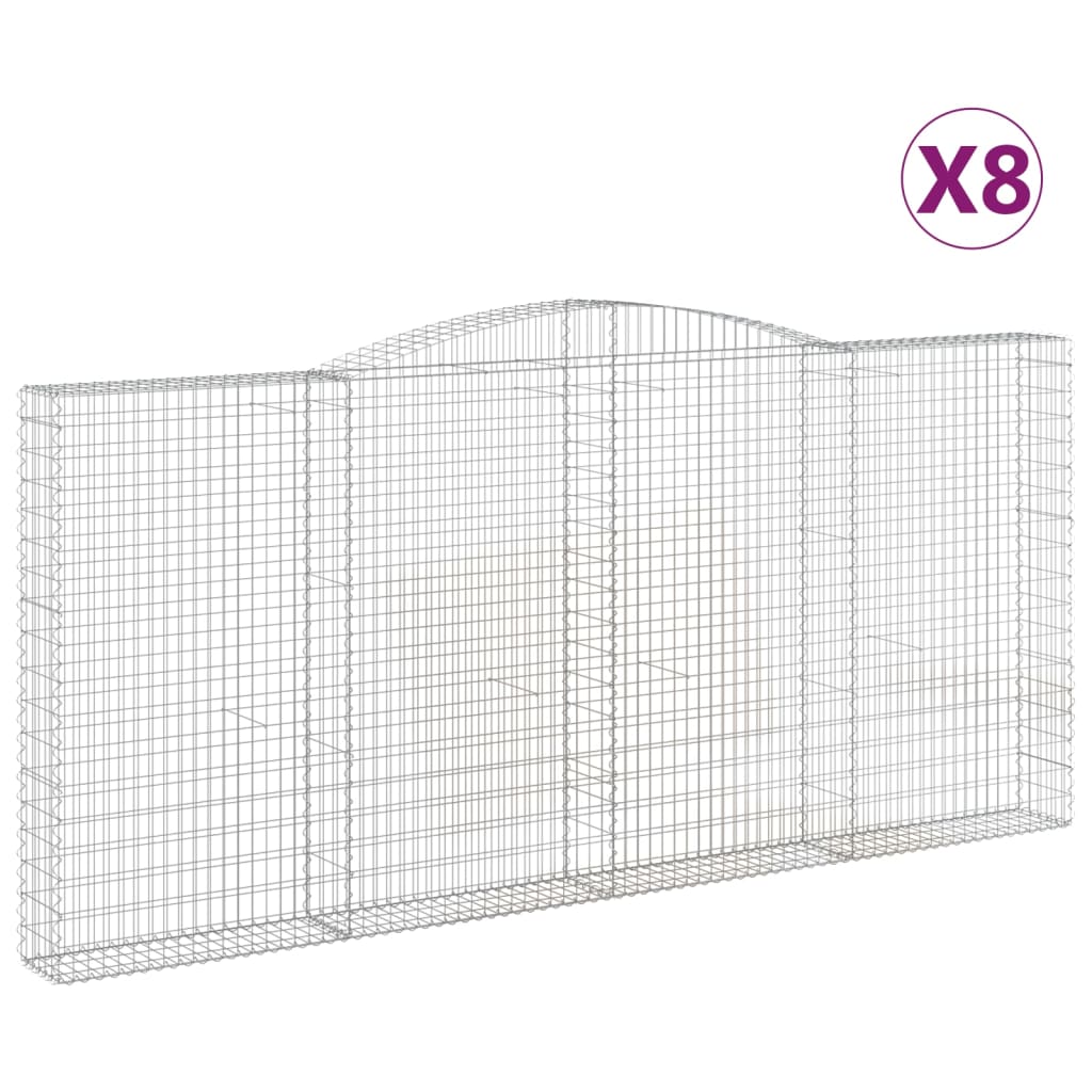 Coșuri gabion arcuite 8 buc, 400x30x180/200 cm, fier galvanizat