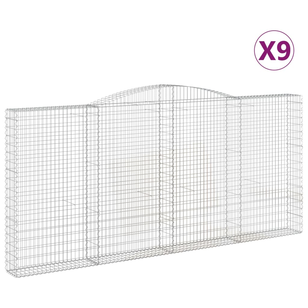 Coșuri gabion arcuite 9 buc, 400x30x180/200 cm, fier galvanizat