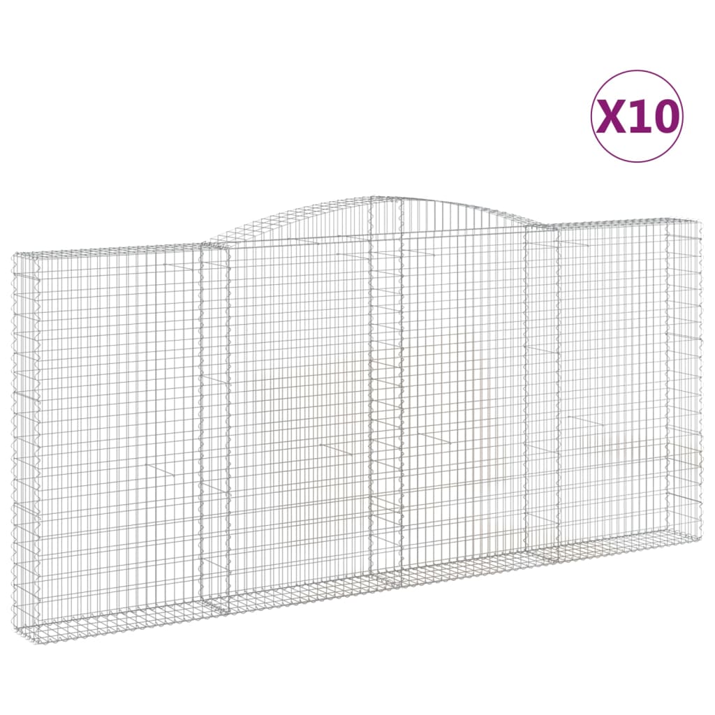 Coșuri gabion arcuite 10 buc, 400x30x180/200cm, fier galvanizat