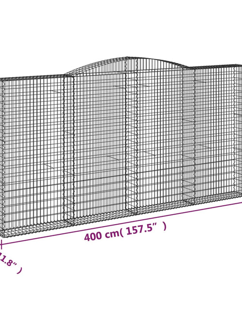 Загрузите изображение в средство просмотра галереи, Coșuri gabion arcuite 4 buc. 400x30x200/220 cm fier galvanizat
