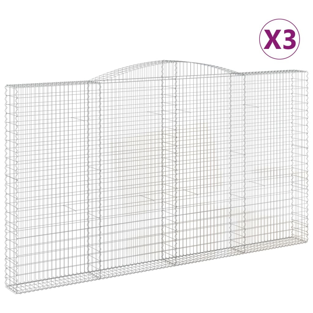 Coșuri gabion arcuite, 3 buc, 400x30x220/240cm, fier galvanizat