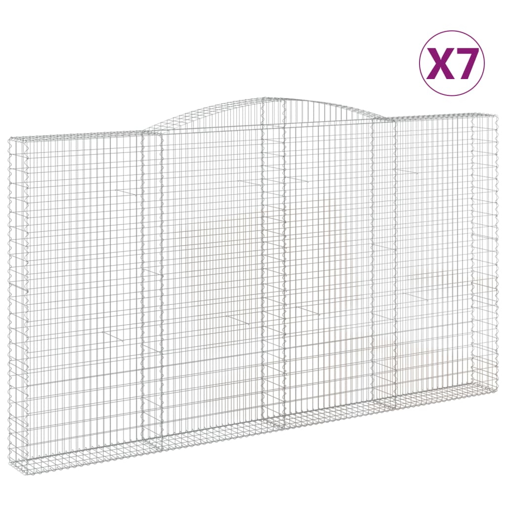 Coșuri gabion arcuite, 7 buc, 400x30x220/240cm, fier galvanizat