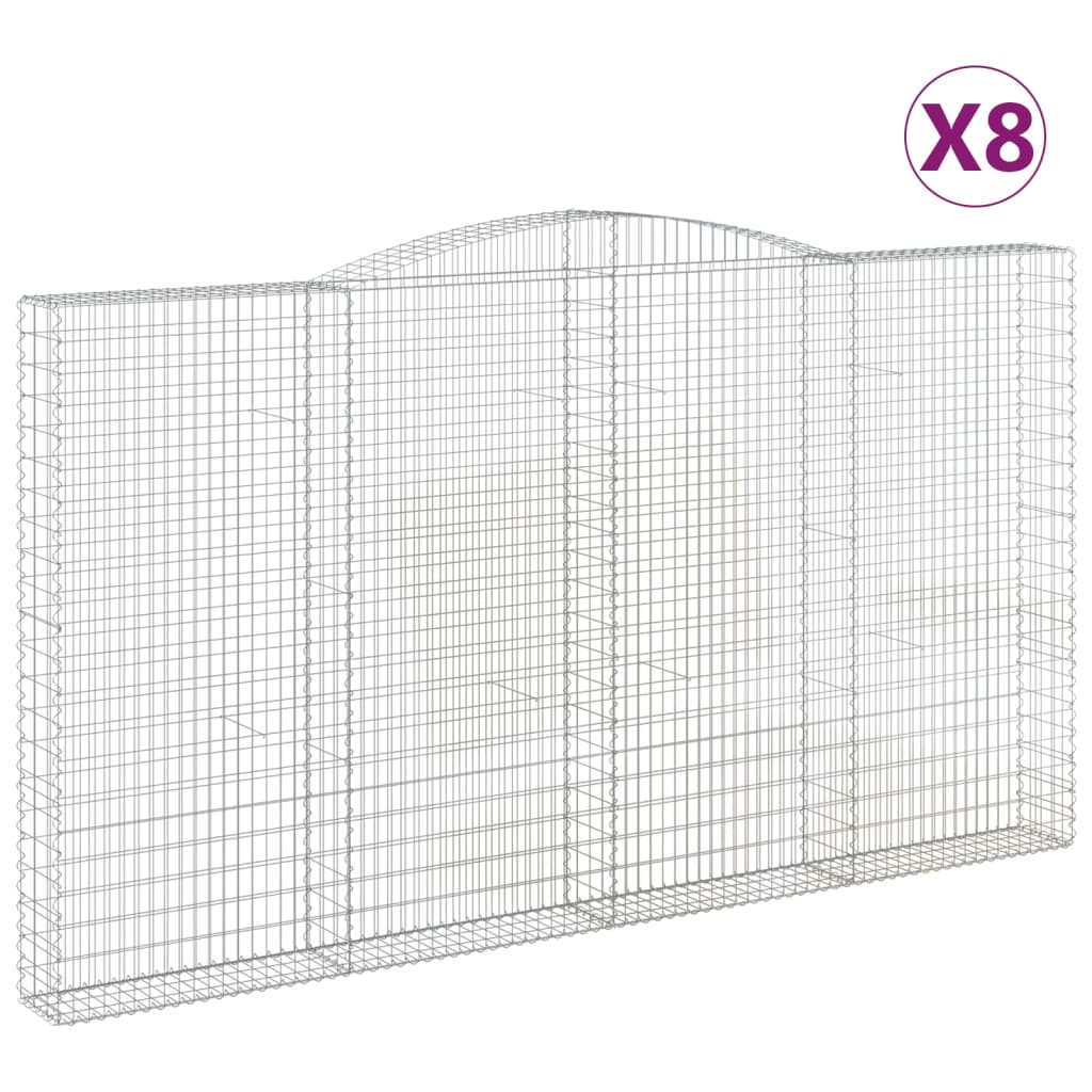 Coșuri gabion arcuite, 8 buc, 400x30x220/240cm, fier galvanizat