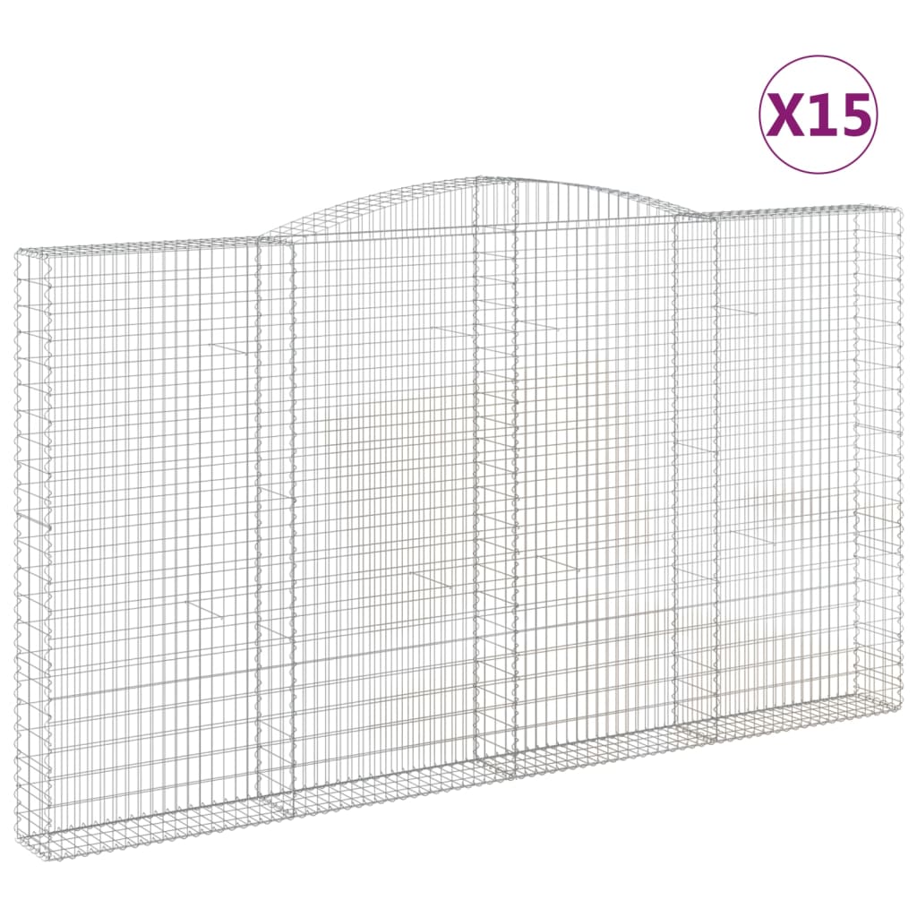 Coșuri gabion arcuite 15 buc, 400x30x220/240cm, fier galvanizat