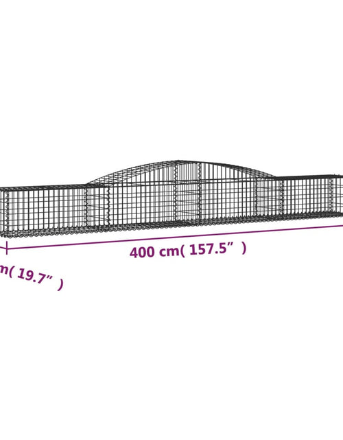 Загрузите изображение в средство просмотра галереи, Coșuri gabion arcuite 5 buc, 400x50x40/60 cm, fier galvanizat
