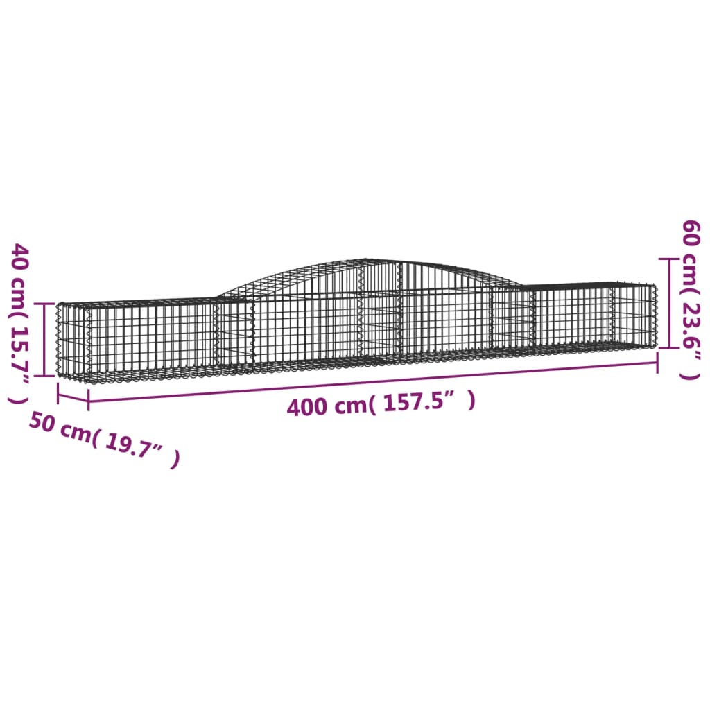 Coșuri gabion arcuite 5 buc, 400x50x40/60 cm, fier galvanizat