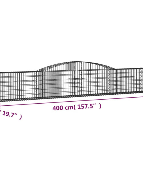 Загрузите изображение в средство просмотра галереи, Coșuri gabion arcuite 2 buc, 400x50x60/80 cm, fier galvanizat
